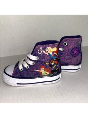 Converse Toddlers DC Superhero Supergirl Girls High Top Chuck Taylors Kid size 3